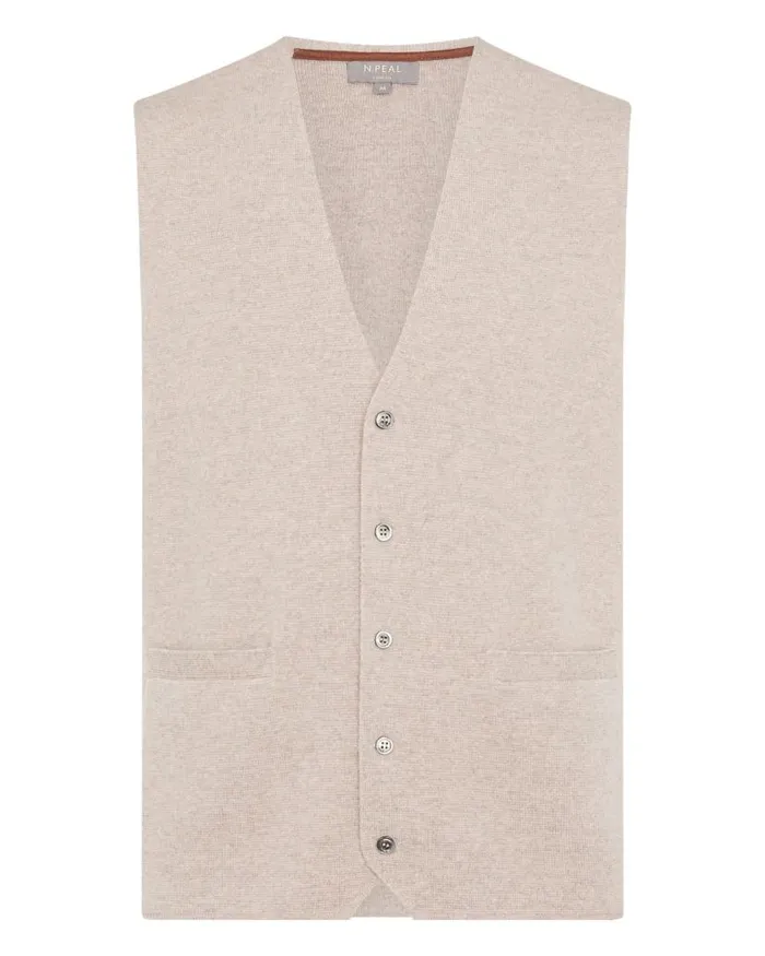 NPeal Gilets and Waistcoats Men Chelsea Cashmere Waistcoat Oatmeal Brown