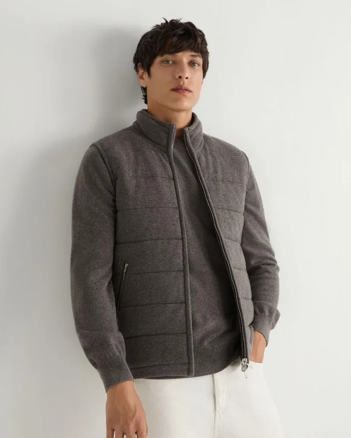 NPeal Gilets and Waistcoats Men Mall Cashmere Gilet Wood Smoke Brown