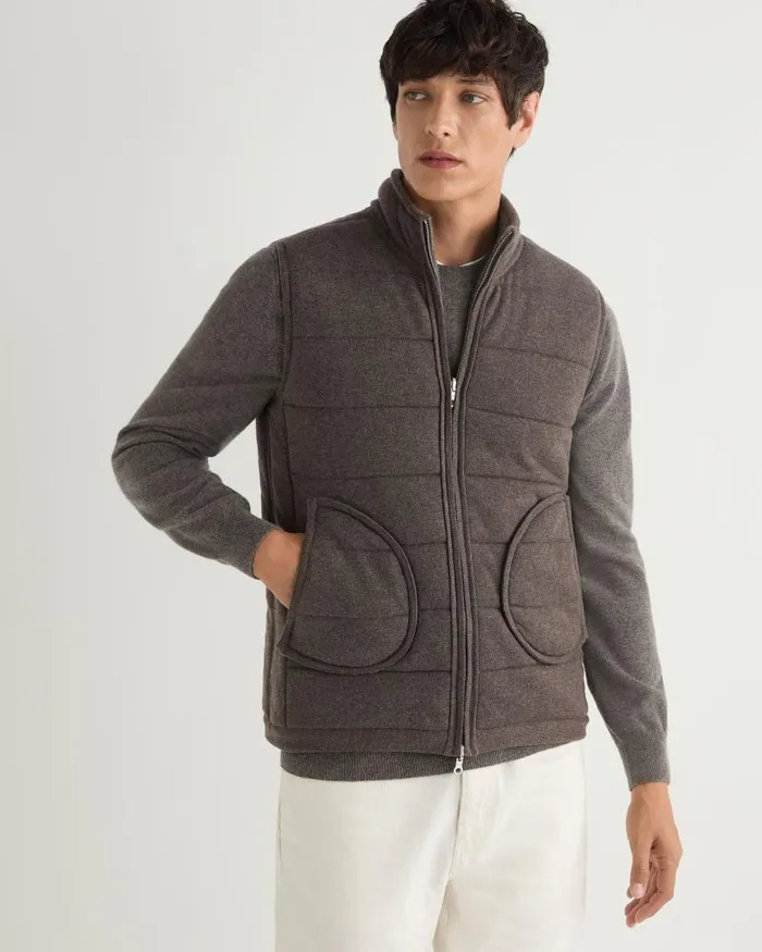 NPeal Gilets and Waistcoats Men Mall Cashmere Gilet Wood Smoke Brown