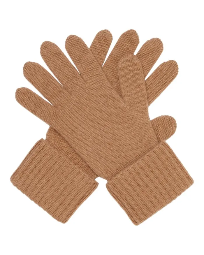 NPeal Gloves Women Ribbed Cashmere Gloves Dark Camel Brown