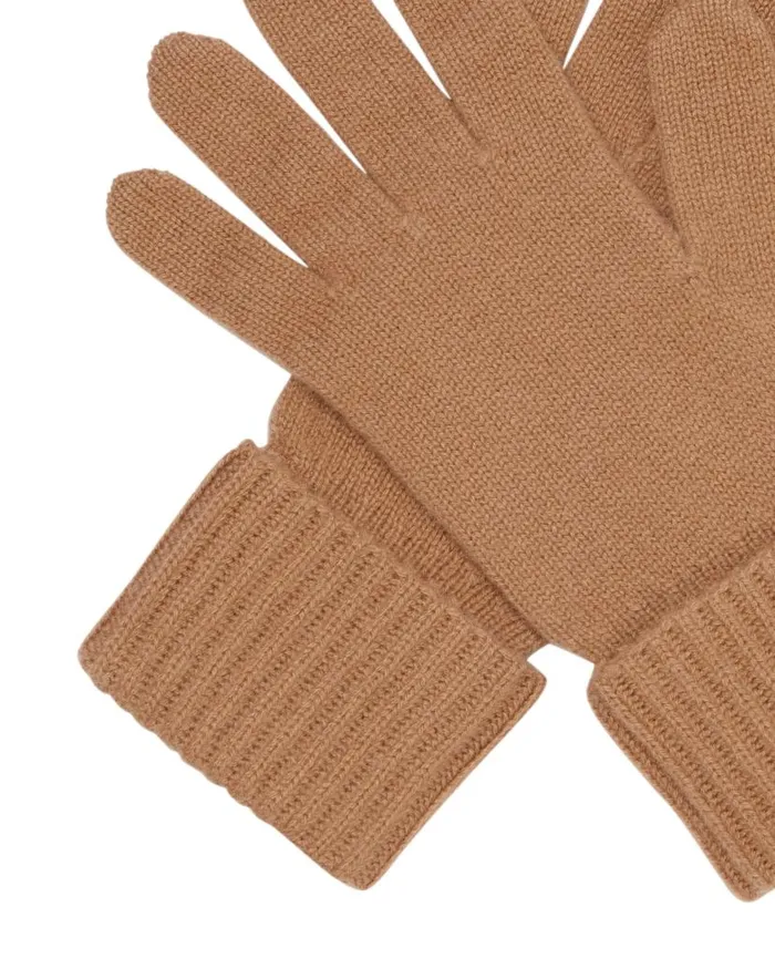 NPeal Gloves Women Ribbed Cashmere Gloves Dark Camel Brown