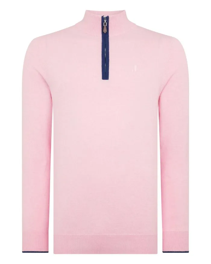 NPeal Half and Full Zip Knitwear Men The Jockey Club Half Zip Cashmere Jumper Flamingo Pink