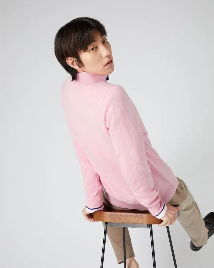 NPeal Half and Full Zip Knitwear Men The Jockey Club Half Zip Cashmere Jumper Flamingo Pink