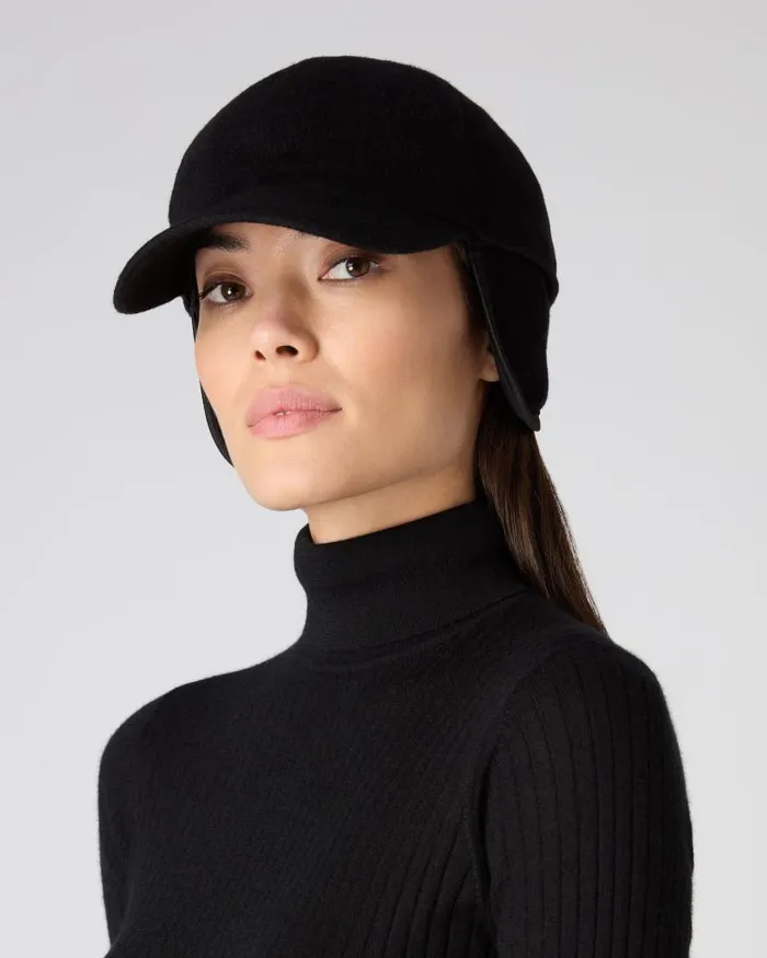 NPeal Hats WomenMen Unisex Cashmere Cap Black