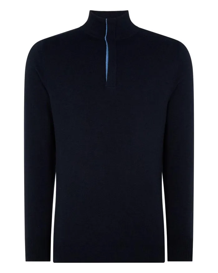 NPeal Jumpers Men Baby Cashmere Half Zip Jumper Navy Blue