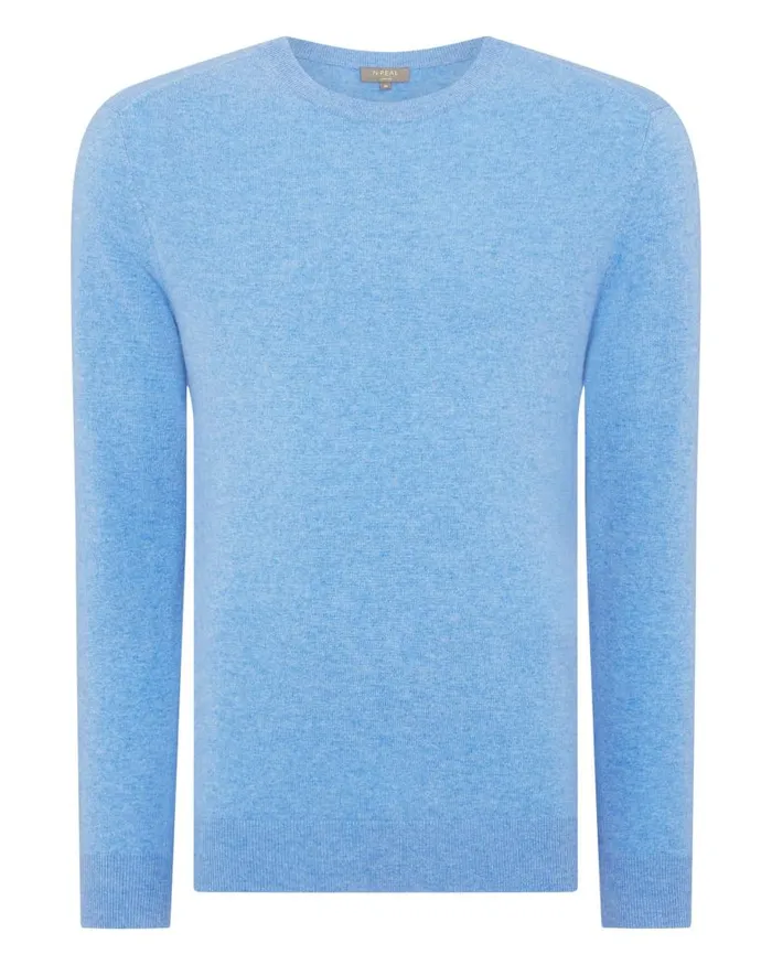 NPeal Jumpers Men Baby Cashmere Round Neck Jumper Blue