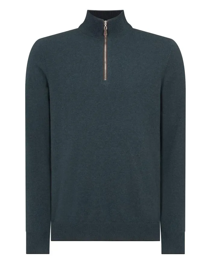 NPeal Jumpers Men Carnaby Half Zip Cashmere Jumper Caviar Blue