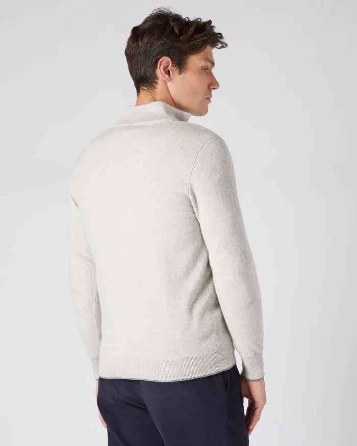 NPeal Jumpers Men Carnaby Half Zip Cashmere Jumper Pebble Grey