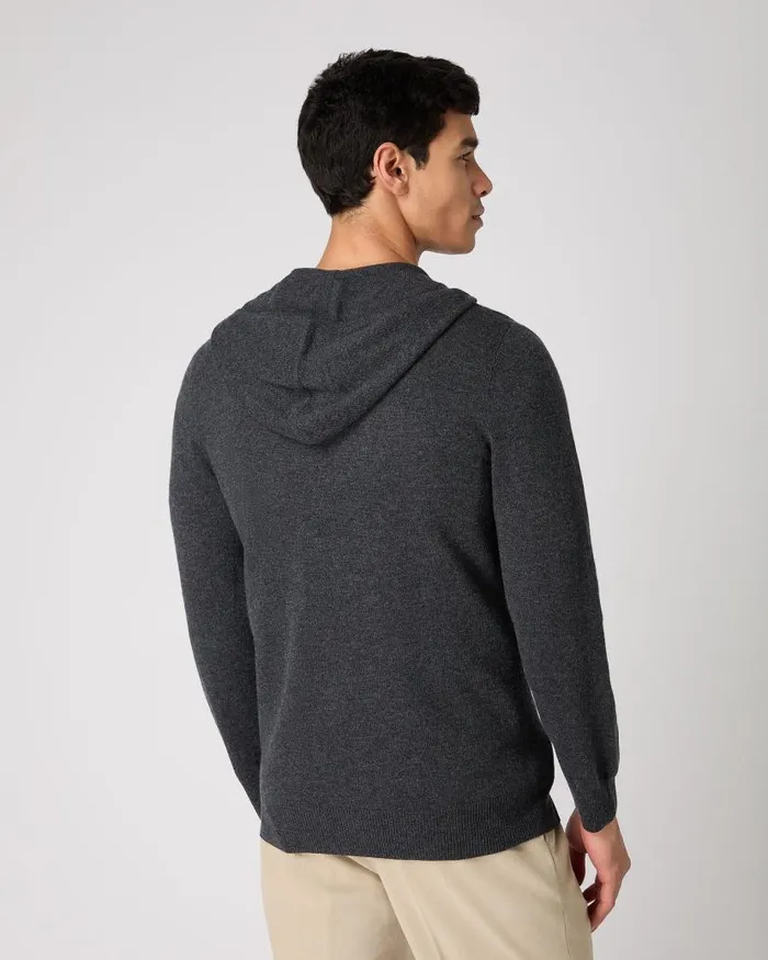 NPeal Jumpers Men Ladbroke Cashmere Hoodie Dark Charcoal Grey