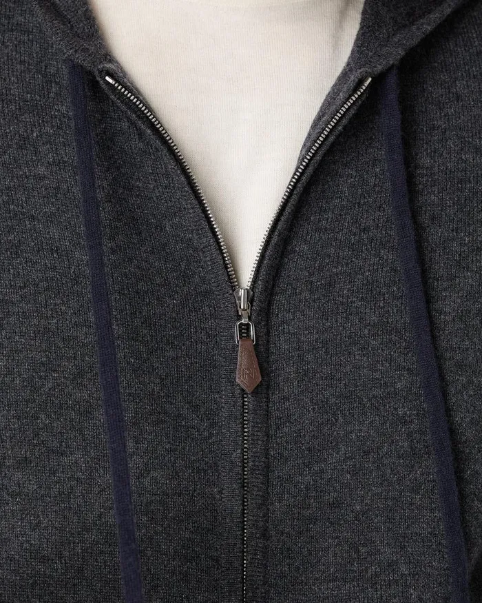 NPeal Jumpers Men Ladbroke Cashmere Hoodie Dark Charcoal Grey