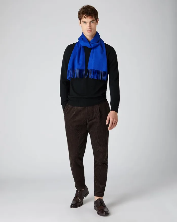 NPeal Jumpers Men Oxford Round Neck Cashmere Jumper Black