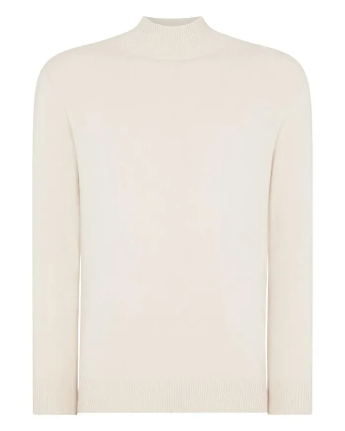 NPeal Jumpers Men Turtle Neck Cashmere Jumper Almond White