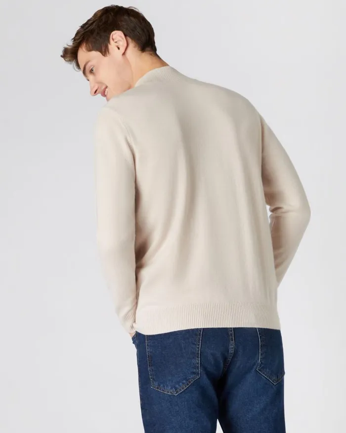 NPeal Jumpers Men Turtle Neck Cashmere Jumper Almond White