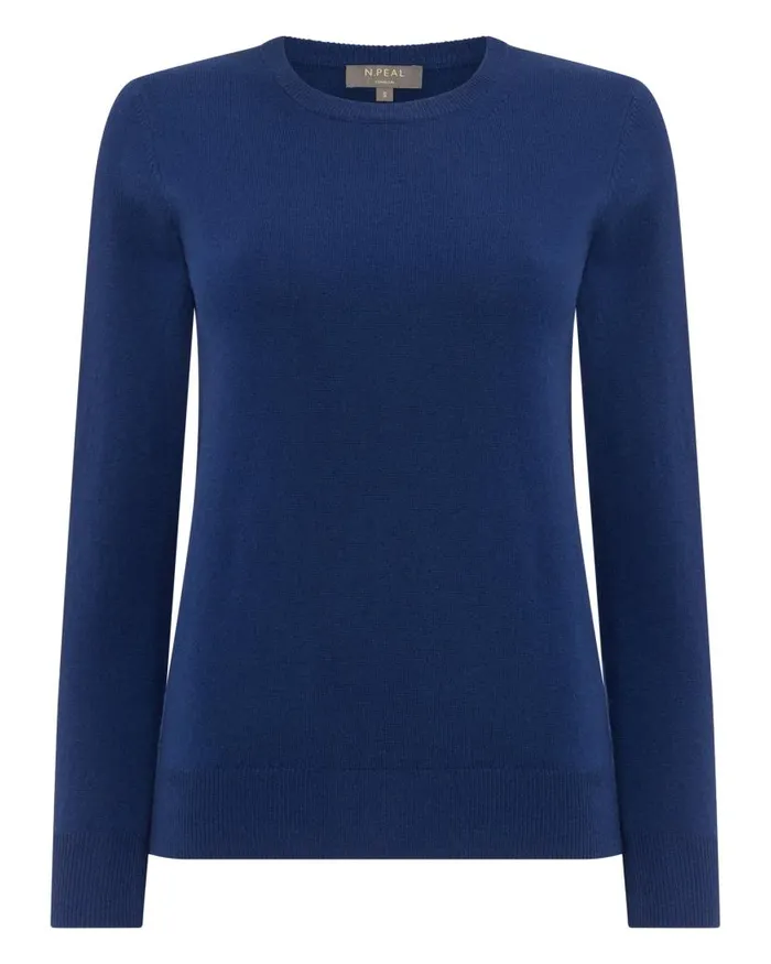 NPeal Jumpers Women Evie Classic Round Neck Cashmere Jumper French Blue