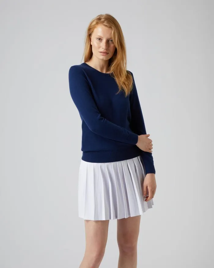 NPeal Jumpers Women Evie Classic Round Neck Cashmere Jumper French Blue