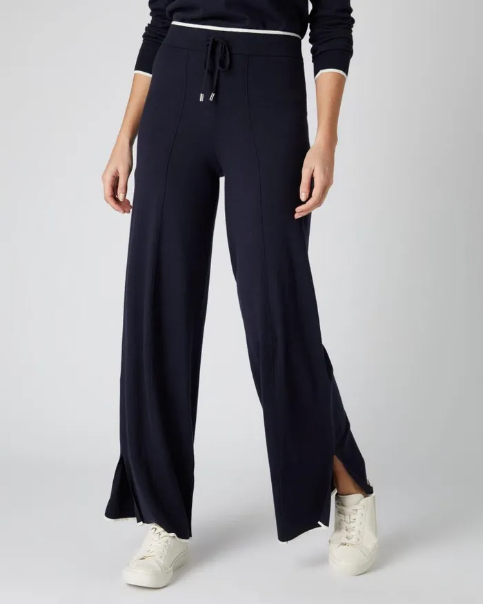 NPeal Leggings and Trousers Women Cotton Cashmere Trouser Navy Blue