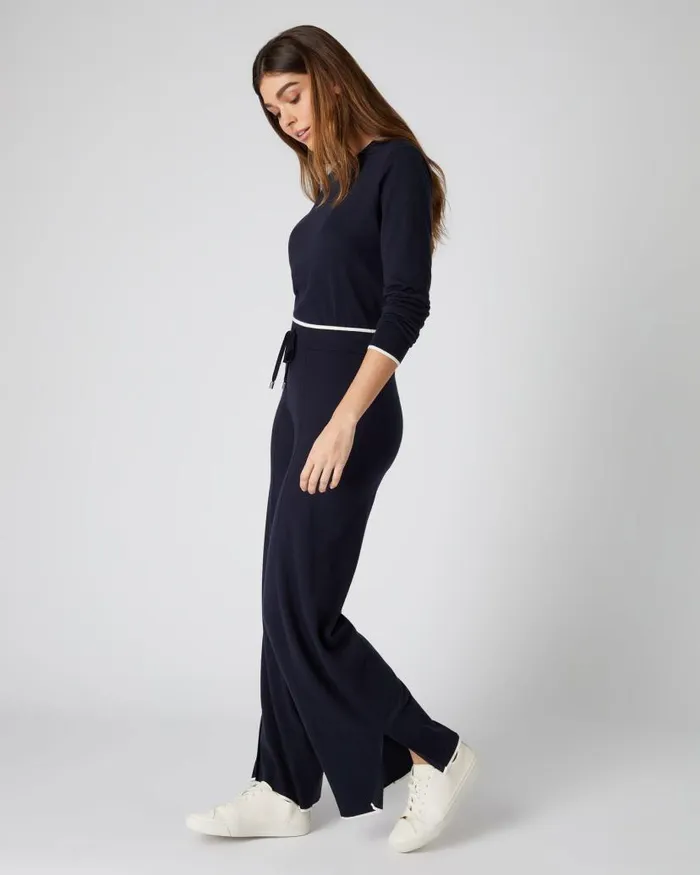 NPeal Leggings and Trousers Women Cotton Cashmere Trouser Navy Blue