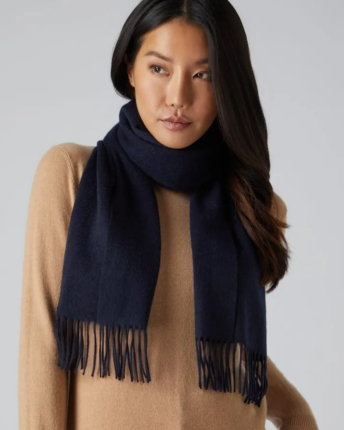 NPeal Scarves MenWomen Unisex Woven Cashmere Scarf Navy Blue