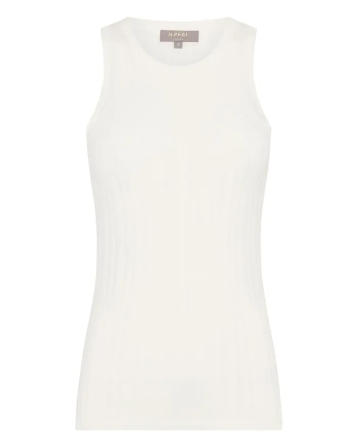 NPeal Tops and Tshirts Women Cotton Cashmere Silk Tank Top New Ivory White