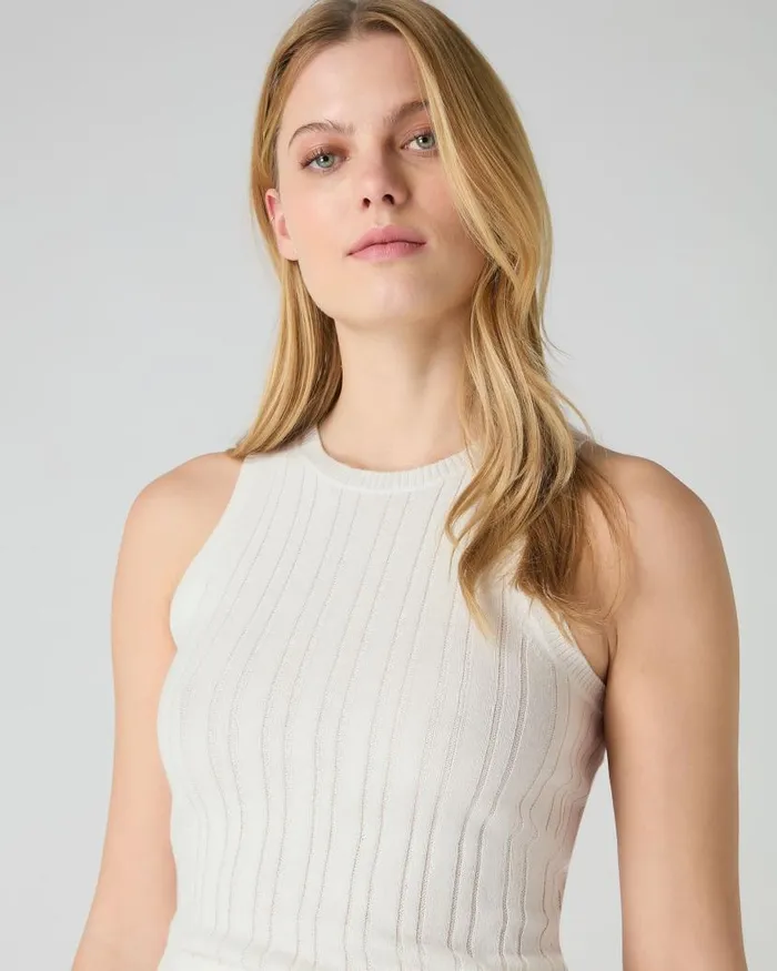 NPeal Tops and Tshirts Women Cotton Cashmere Silk Tank Top New Ivory White