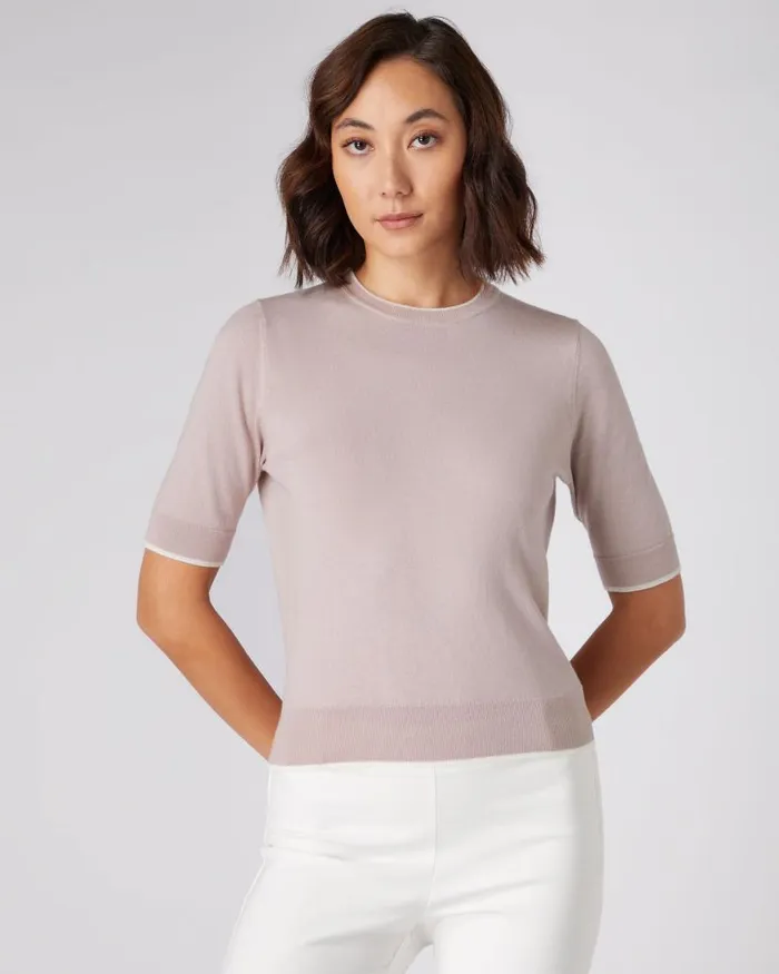 NPeal Tops and Tshirts Women Cotton Cashmere T Shirt Dune Pink