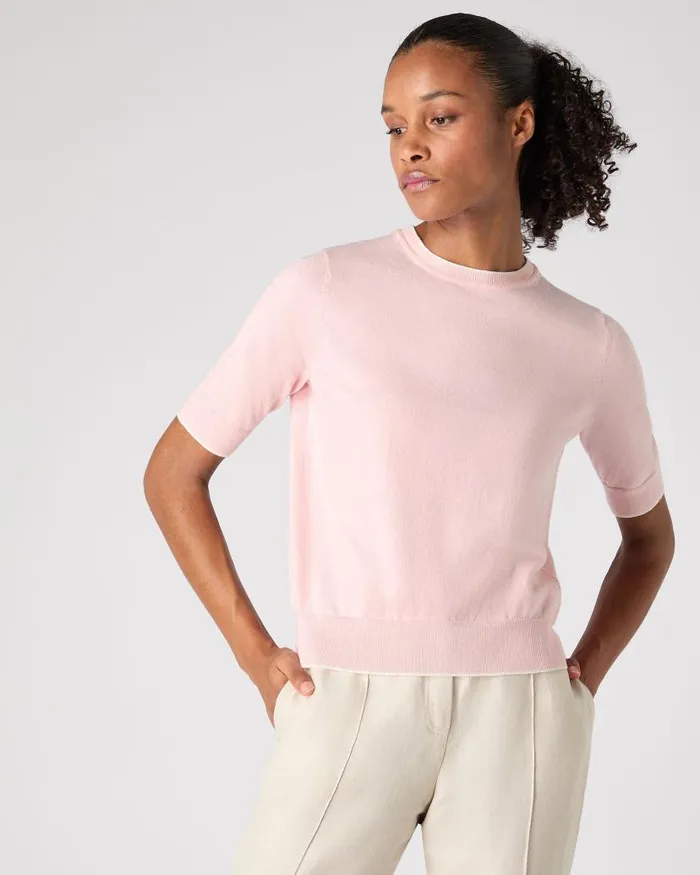 NPeal Tops and Tshirts Women Cotton Cashmere TShirt Spring Pink