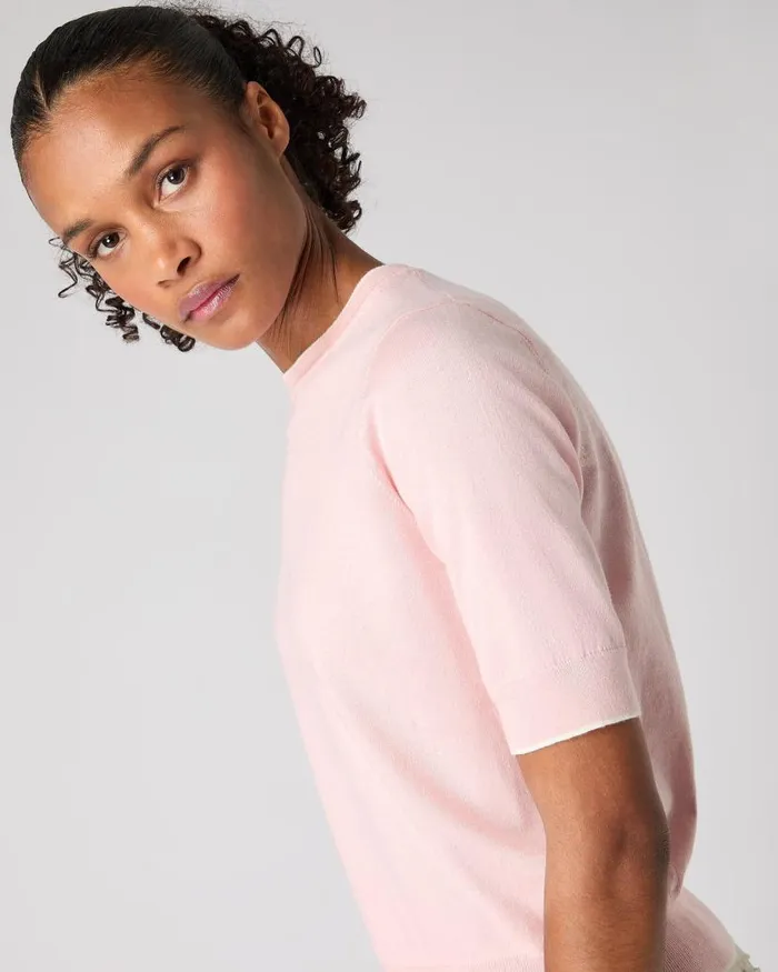 NPeal Tops and Tshirts Women Cotton Cashmere TShirt Spring Pink