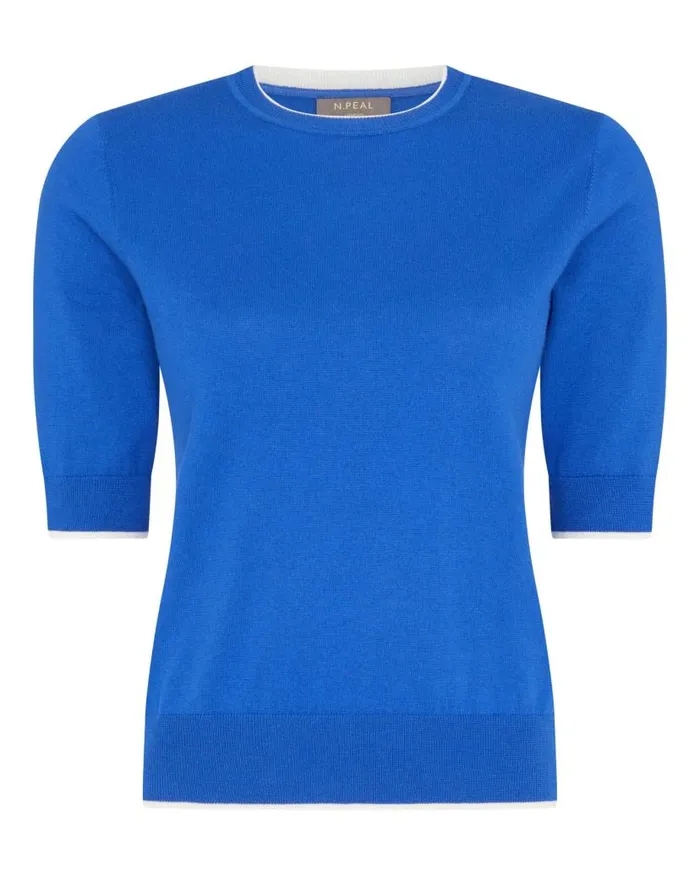 NPeal Tops and Tshirts Women Cotton Cashmere T Shirt Victoria Blue