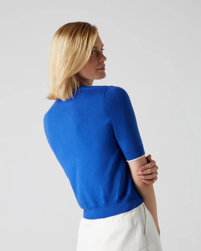 NPeal Tops and Tshirts Women Cotton Cashmere T Shirt Victoria Blue