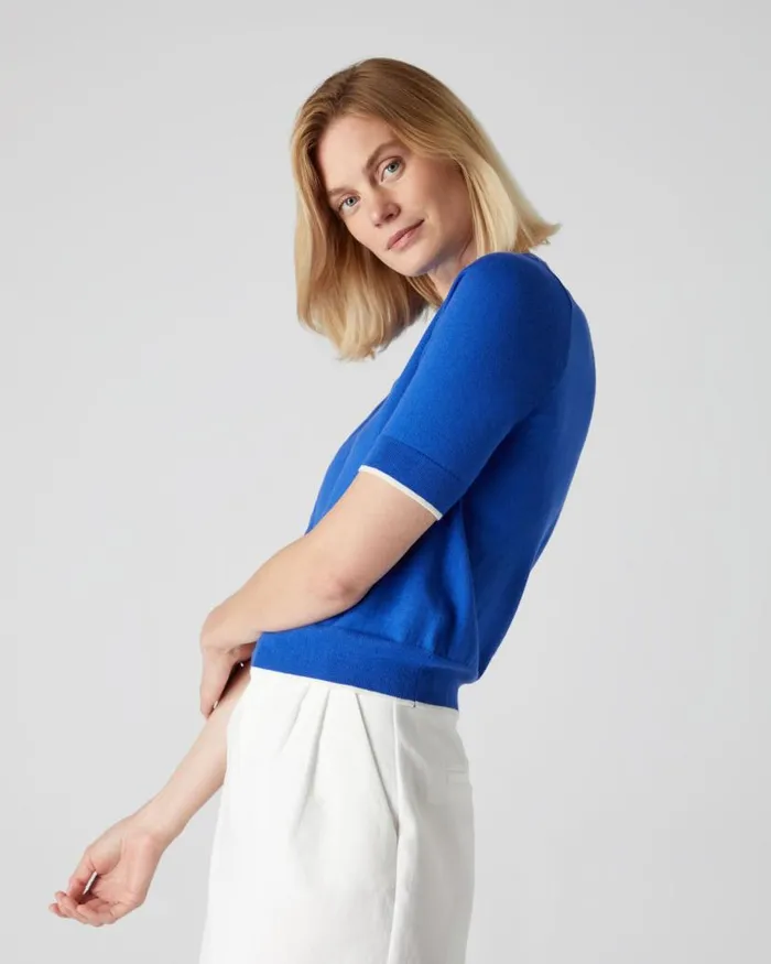 NPeal Tops and Tshirts Women Cotton Cashmere T Shirt Victoria Blue
