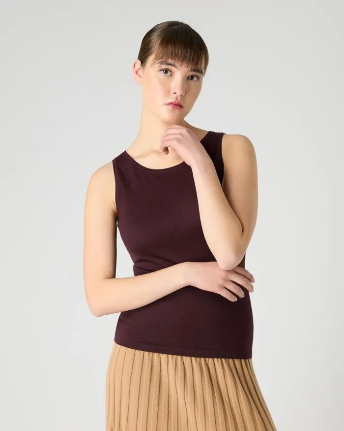 NPeal Tops and Tshirts Women Ella Superfine Cashmere Shell Top Clove Brown