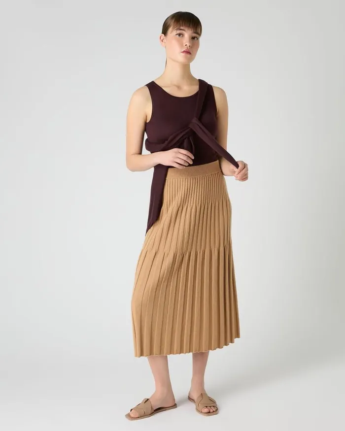 NPeal Tops and Tshirts Women Ella Superfine Cashmere Shell Top Clove Brown