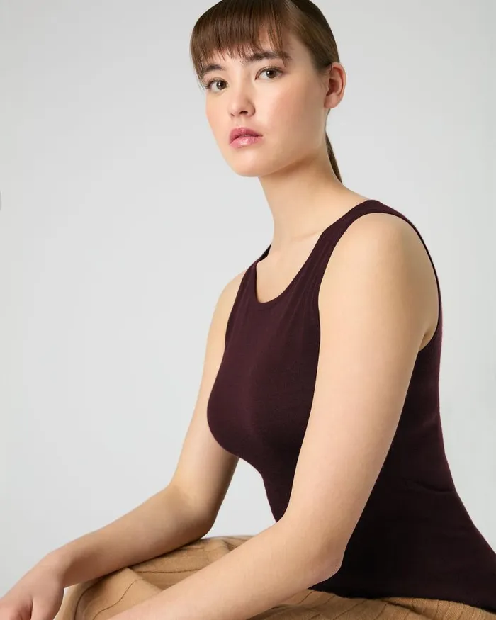 NPeal Tops and Tshirts Women Ella Superfine Cashmere Shell Top Clove Brown