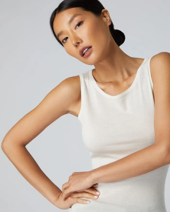 NPeal Tops and Tshirts Women Ella Superfine Cashmere Shell Top New Ivory White