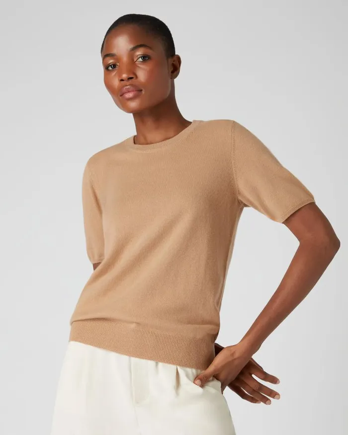 NPeal Tops and Tshirts Women Milly Classic Cashmere T Shirt Sahara Brown