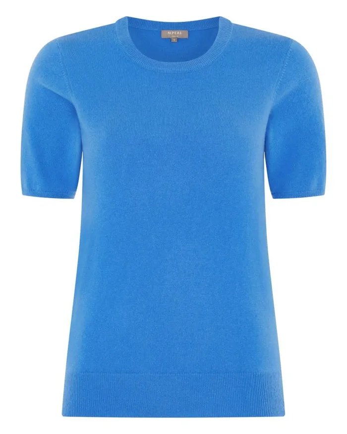 NPeal Tops and Tshirts Women Round Neck Cashmere T Shirt Zanzibar Blue
