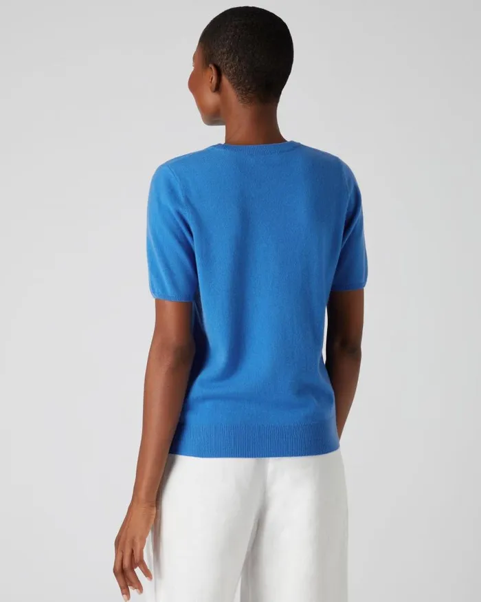 NPeal Tops and Tshirts Women Round Neck Cashmere T Shirt Zanzibar Blue