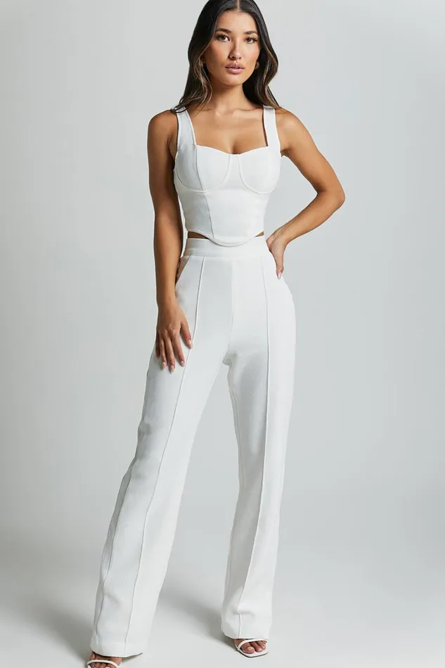 Nico Pants 8211 High Waist Front Pleated Pants In Ivory Women Showpo Pants
