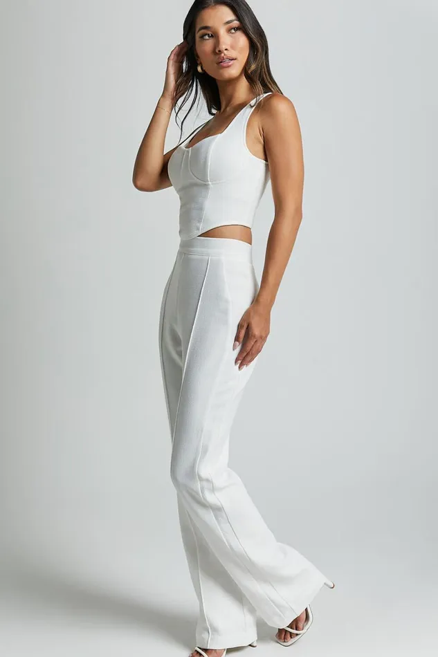 Nico Pants 8211 High Waist Front Pleated Pants In Ivory Women Showpo Pants