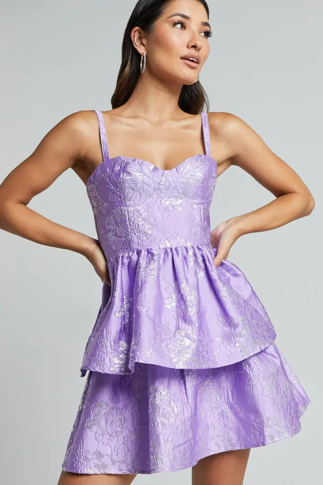 Nikkita Mini Dress 8211 Shoulder Tie Bustier Tiered Dress In Purple Women Showpo Dresses Nikkita Mini Dress 8211 Shoulder Tie Bustier Tiered Dress In Purple Women Showpo Dresses