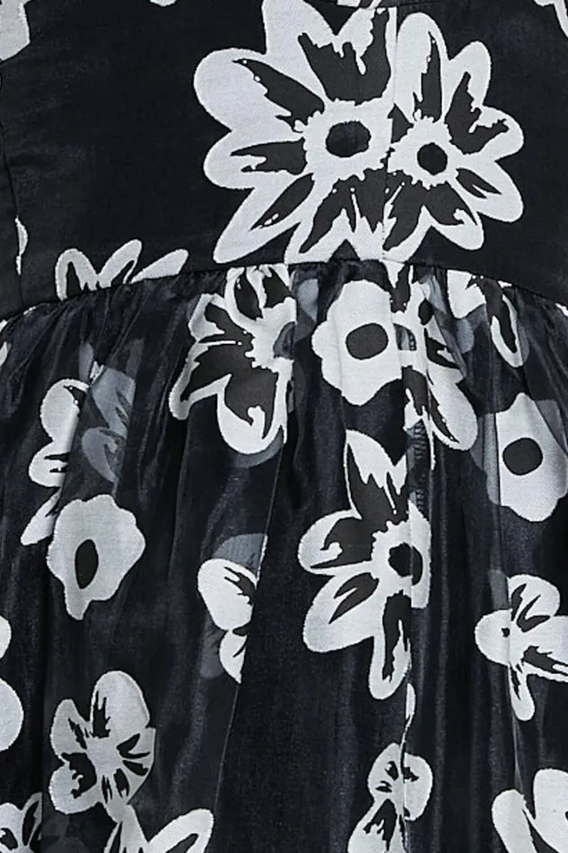 Nikky Midi Dress 8211 Organza Full Skirt Dress In Black Floral Women Showpo Dresses