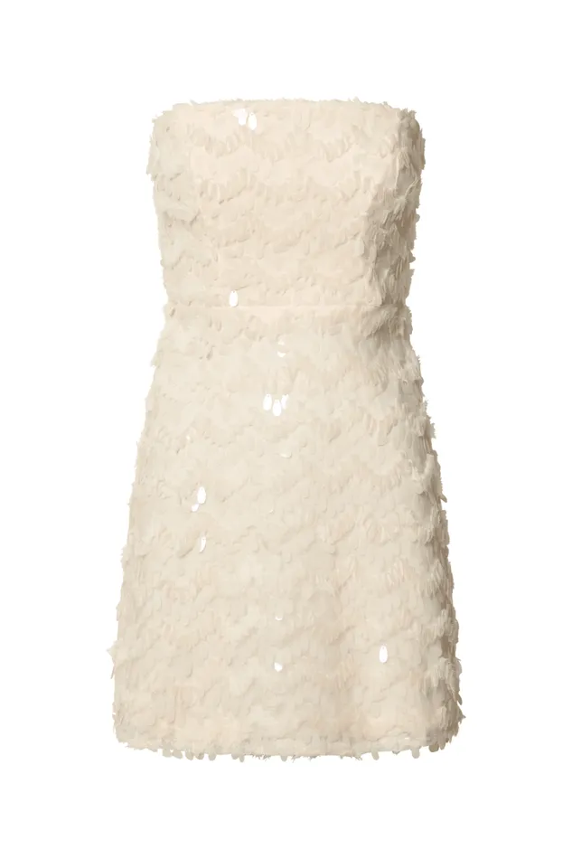 Nola Mini Dress 8211 Strapless Sequin Dress In Cream Women Showpo Dresses
