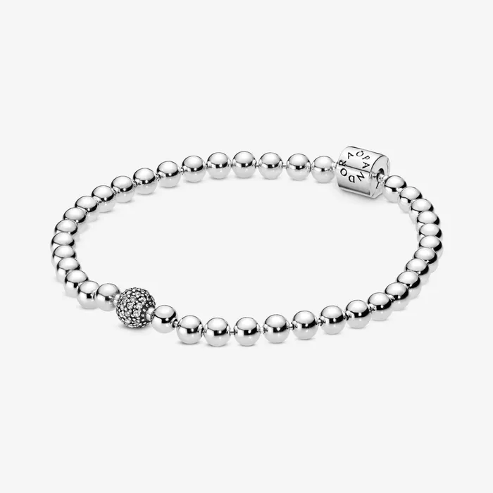 Noncharm Bracelets Women Pandora Beads and Pav Bracelet Sterling Silver