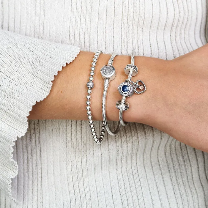 Noncharm Bracelets Women Pandora Beads and Pav Bracelet Sterling Silver