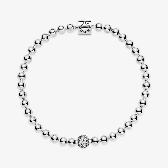Noncharm Bracelets Women Pandora Beads and Pav Bracelet Sterling Silver