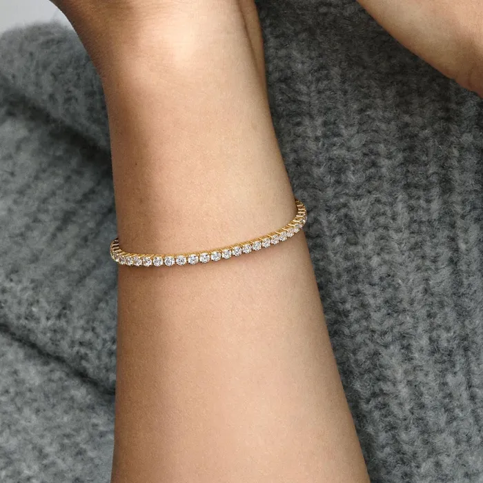 Noncharm Bracelets Women Pandora Sparkling Tennis Bracelet Gold Plated