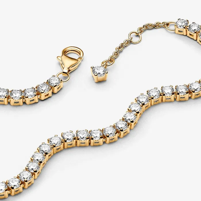 Noncharm Bracelets Women Pandora Sparkling Tennis Bracelet Gold Plated