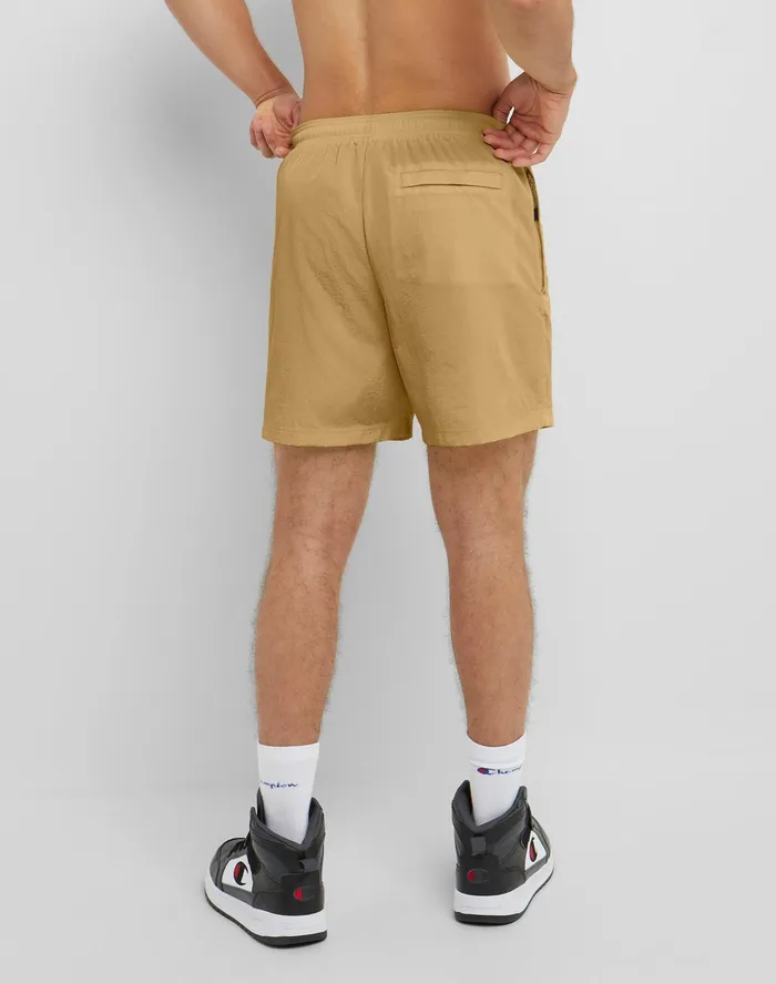 Nylon WarmUp Shorts With Mesh Liner Script Logo 6034 Sandrock Men Champion Shorts