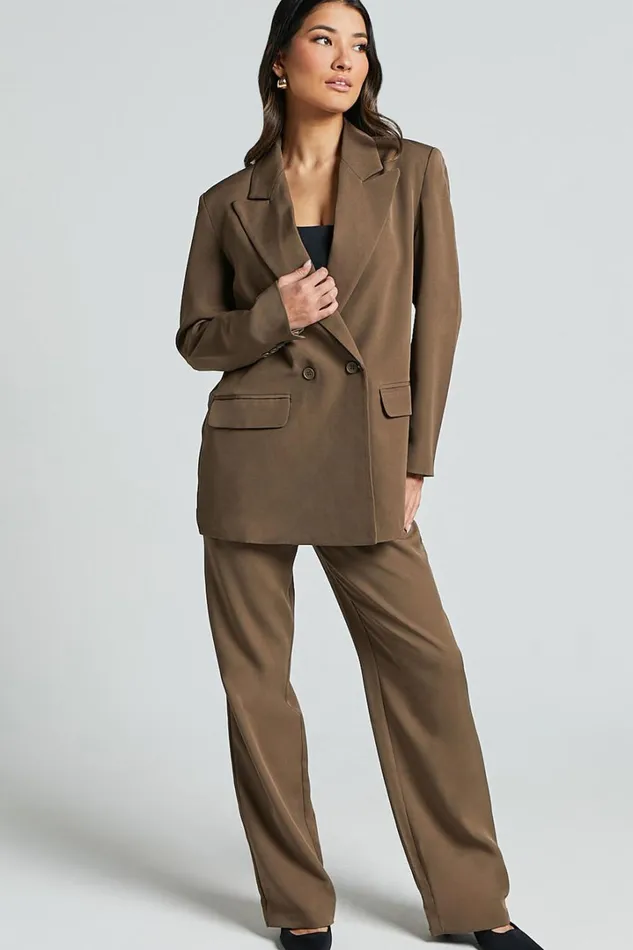 Ophelia Blazer 8211 Double Breasted Blazer In Dark Olive Women Showpo Blazers