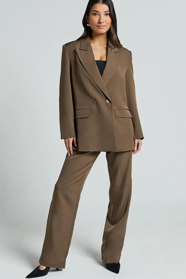 Ophelia Blazer 8211 Double Breasted Blazer In Dark Olive Women Showpo Blazers